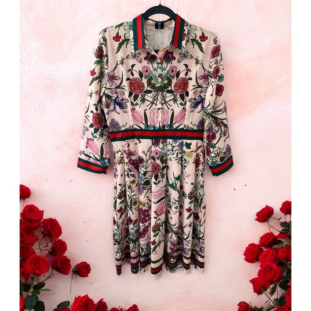 NWT‎ Kaimilan Floral Dress Womens SIZE 10 XXL pink spring button down multicolor